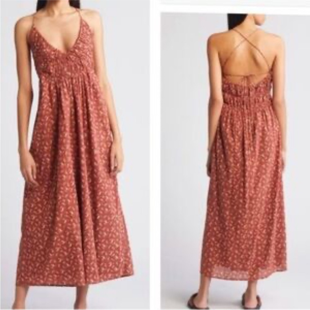 Treasure & Bond Smocked Bodice Strappy Back Floral Cotton Dress from Nordstrom